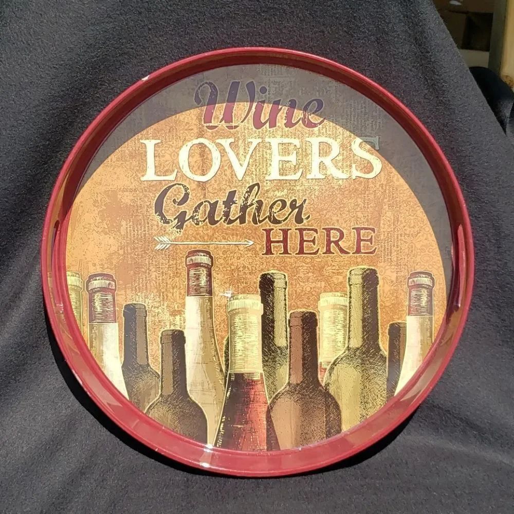 "Wine Lovers Gather Here" Decorative Serving Tray